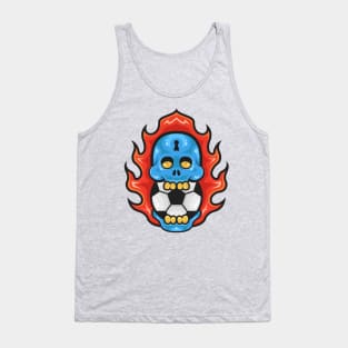 Soccer Skull on Fire Tank Top